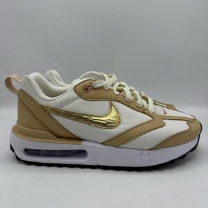 NIKE AIR MAX DAWN RUNNING SAMPLE SHOES WOMENS SIZE 7 WHITE/GOLD/BROWN FZ4239-161